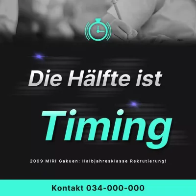 Förderung von Halbtagsschulen mit mintfarbenen und schwarzen Akzenten