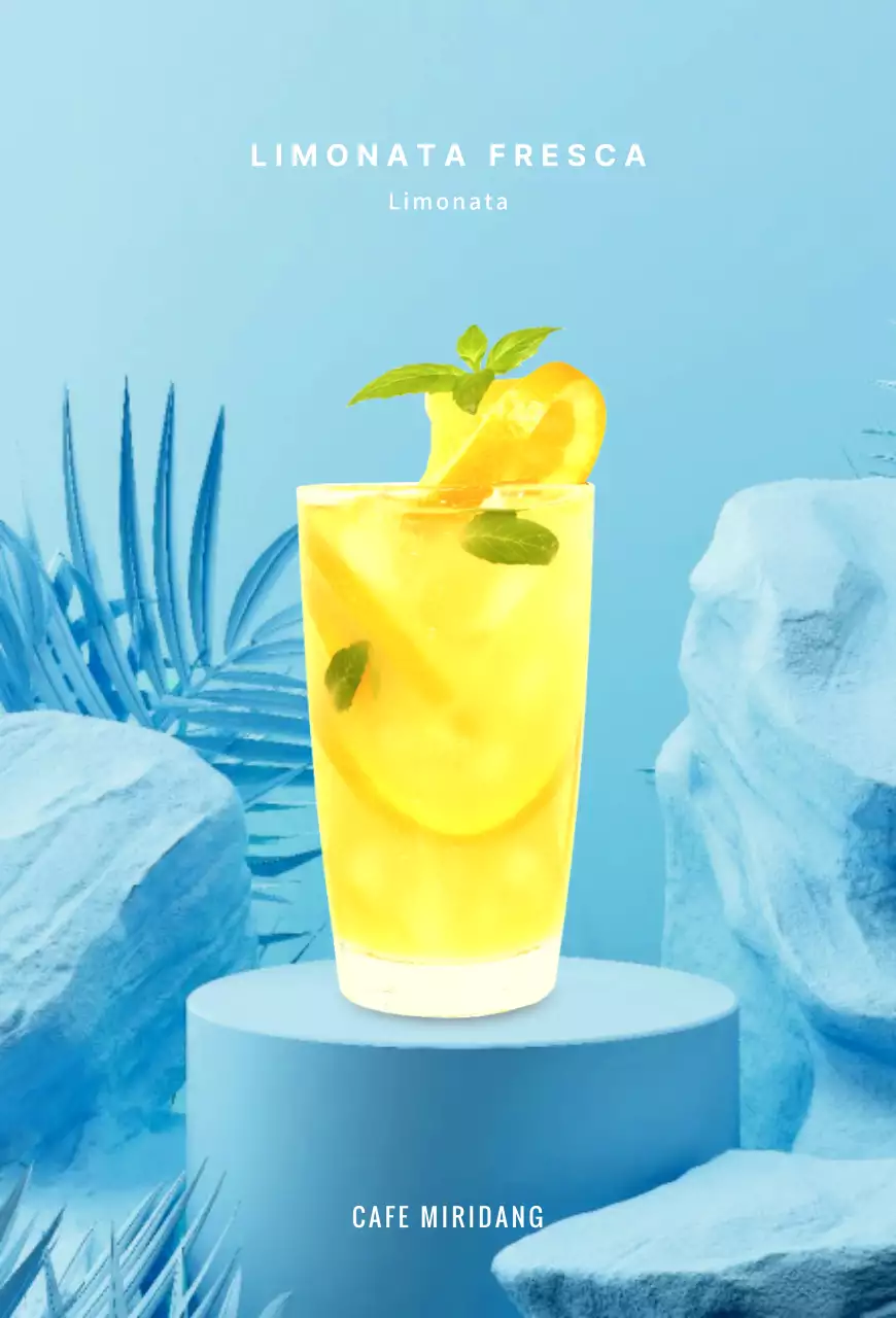 Limonata su sfondo blu tropicale