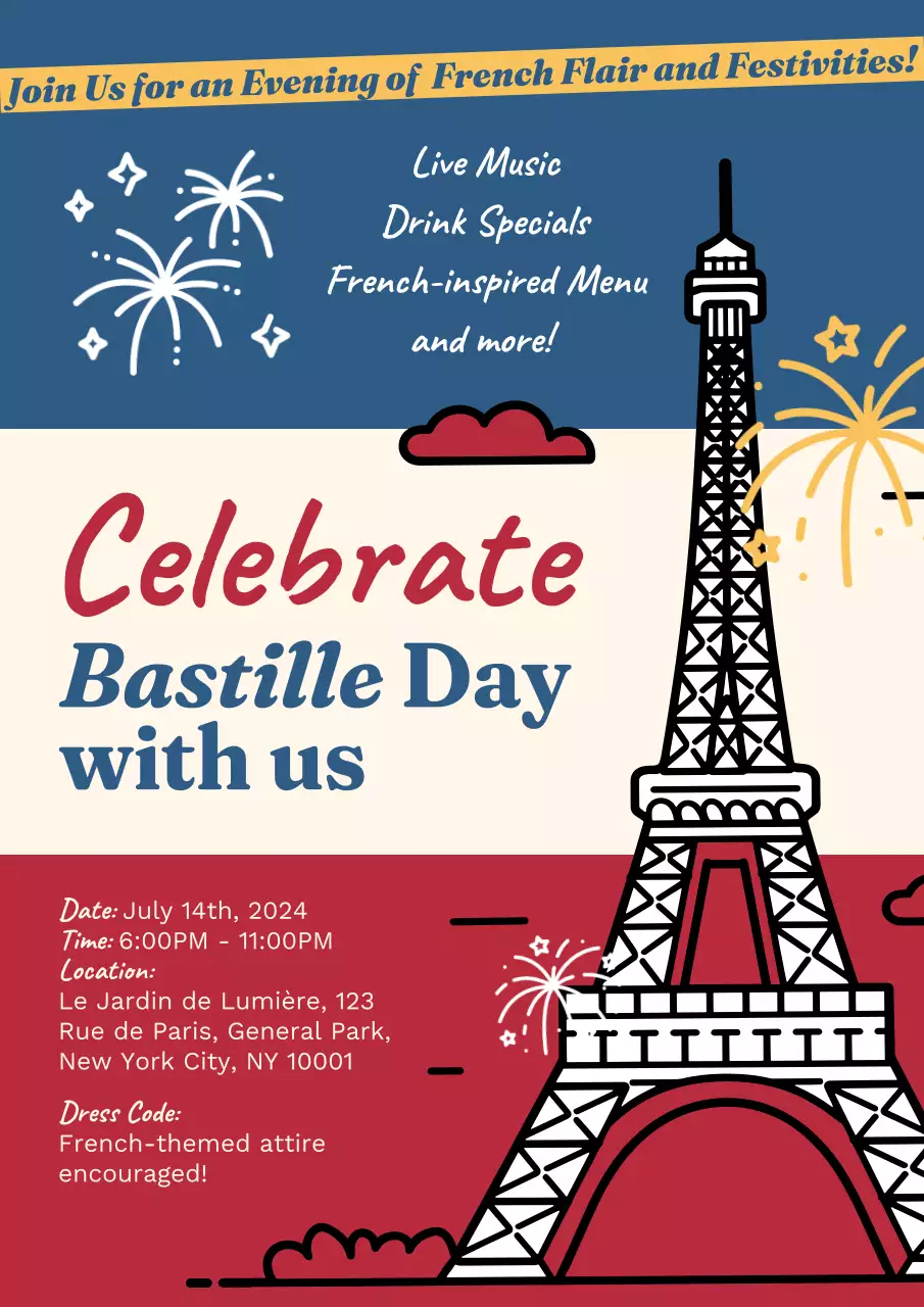 Red Vintage Bastille Event Poster