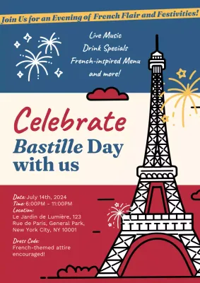Red Vintage Bastille Event Poster