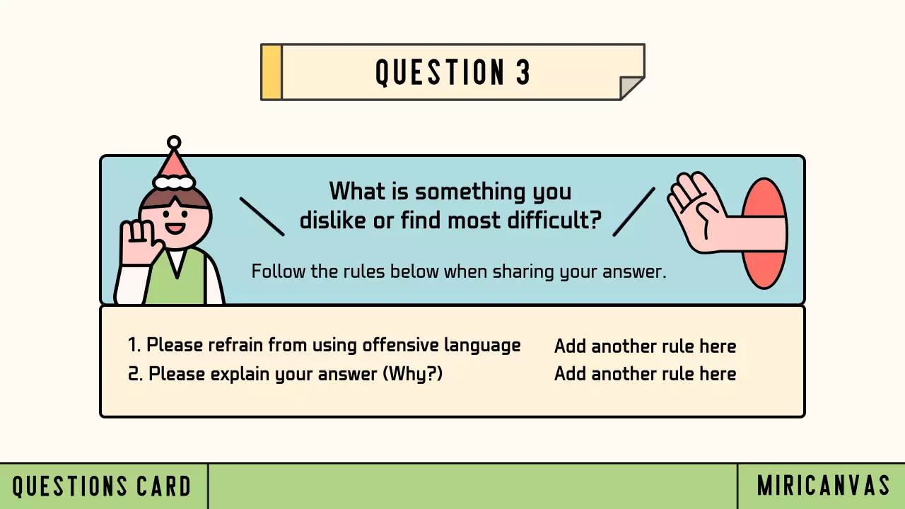 Cute question card presentations from State of the Union and Ivory