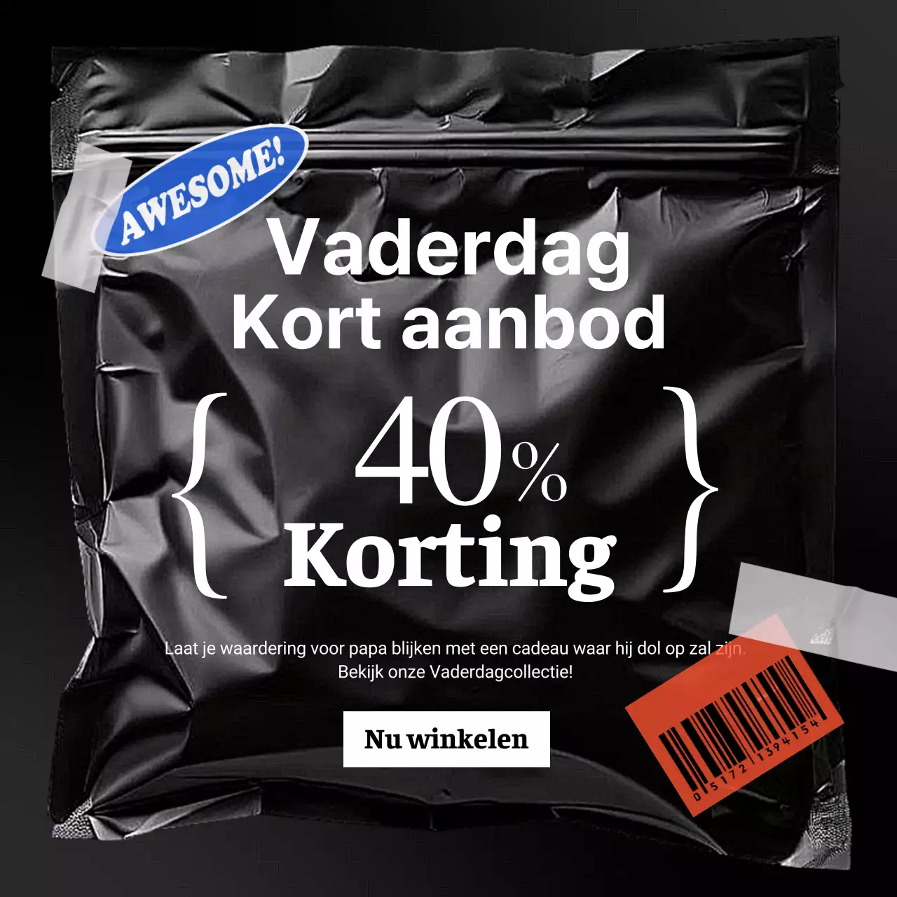 Een trendy zwart-wit advertentie voor vaderdagcadeaus