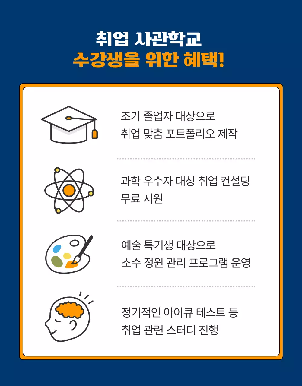 남색의 아기자기한 청년 취업 사관학교 홍보