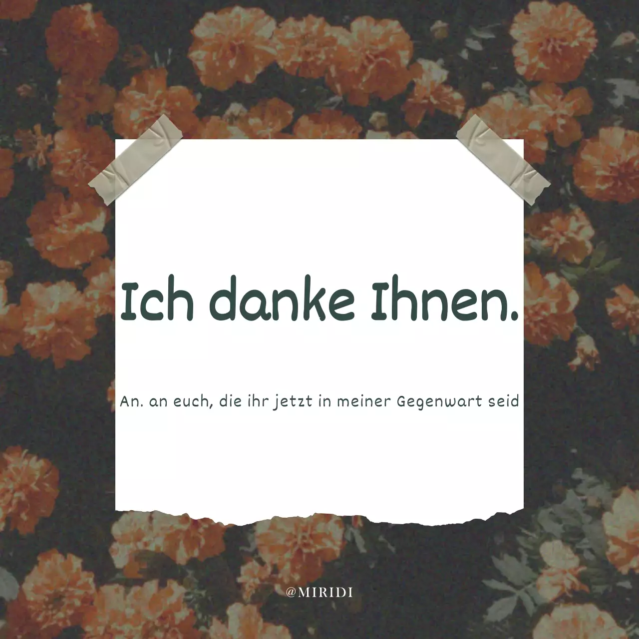 Vintage-Dankesbriefpapier in Orange und Khaki