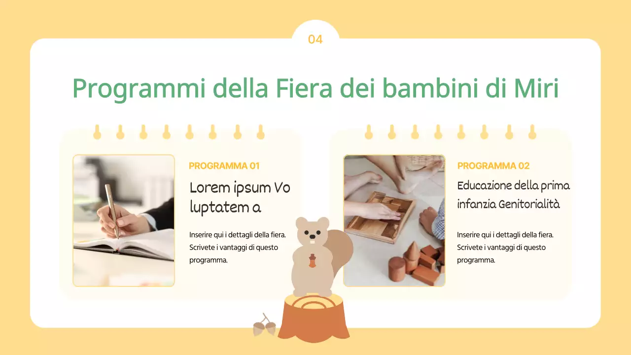 Il bando azzurro e giallo per gli espositori della Fiera dei bambini