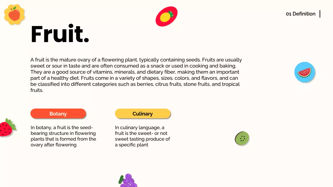 Colorful Trendy Fruit Guide Presentation