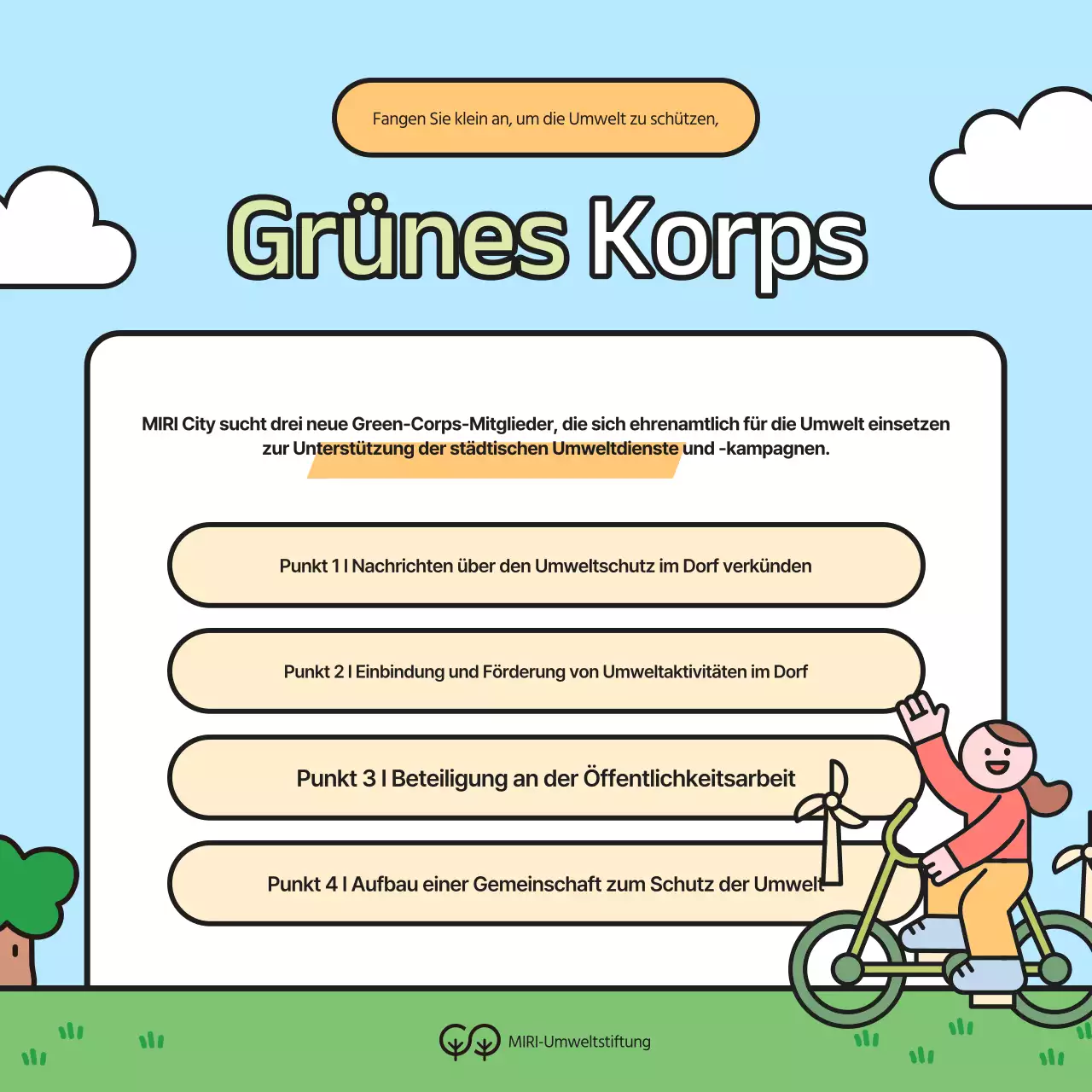 Rekrutierungskampagne für grüne und gelbe Umweltfreiwillige an Universitäten