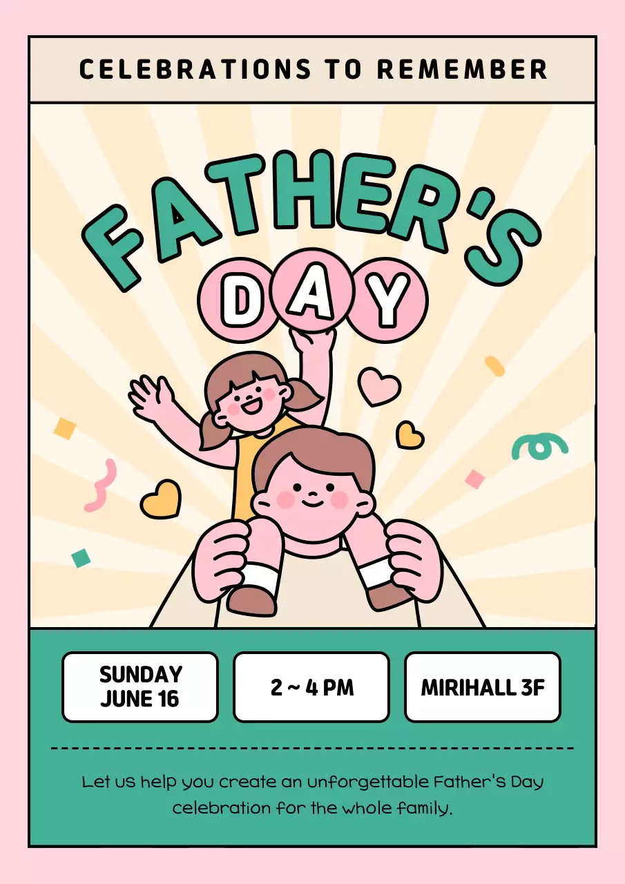 Pink Simple Father's Day Event Poster