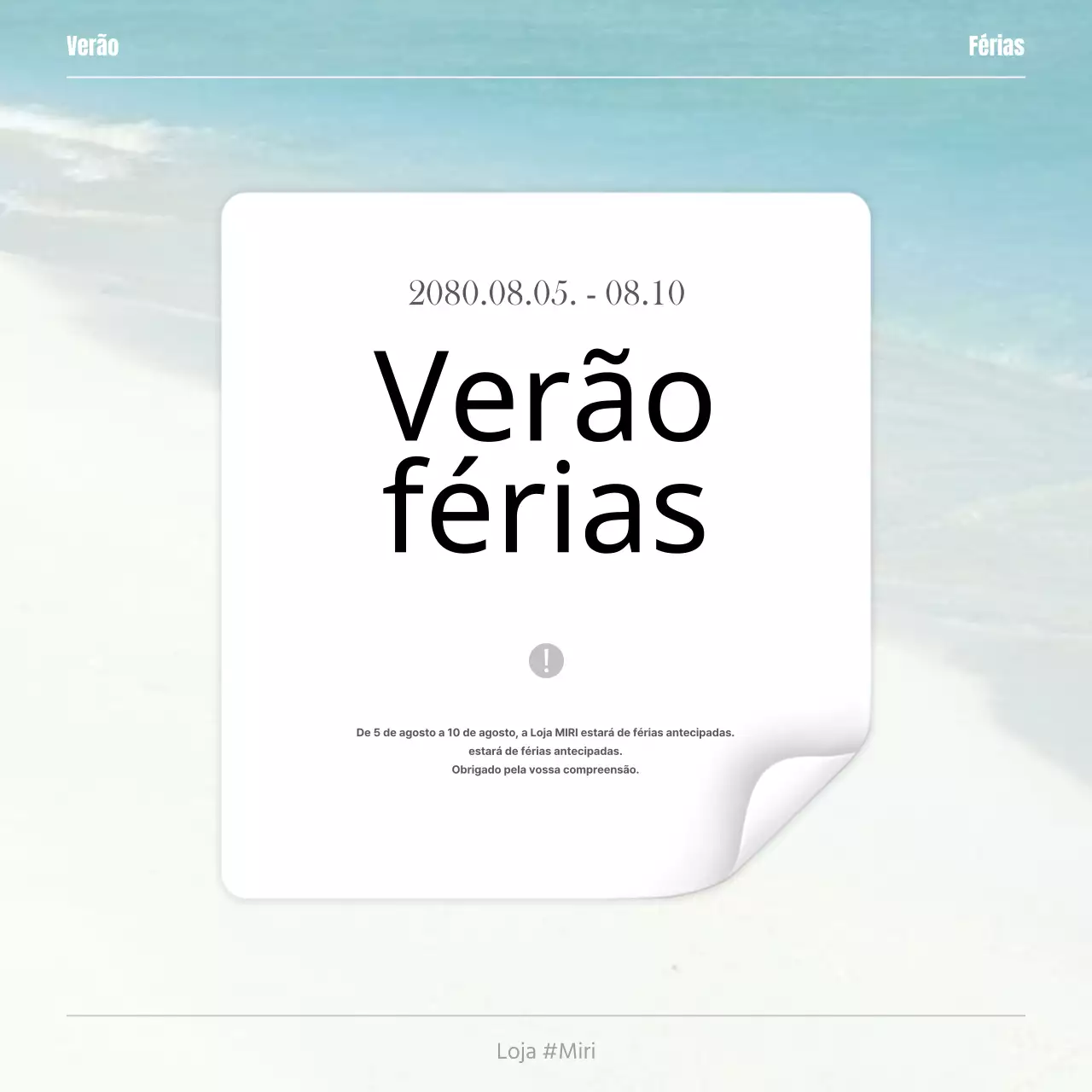 Pop-up moderno do itinerário das férias de verão em branco e azul claro