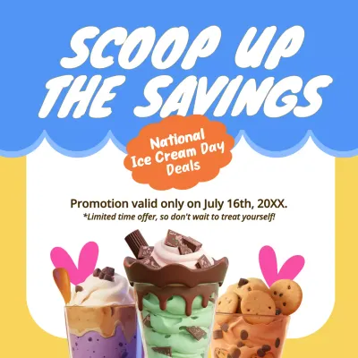 Blue Trendy Ice Cream Promotion Social Media Post