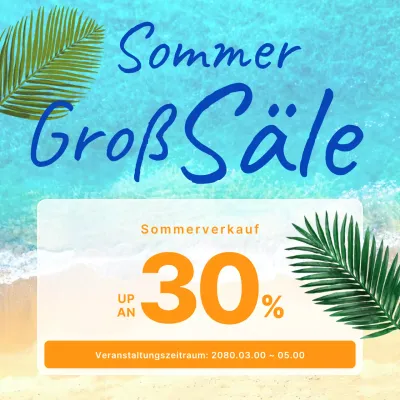 Eine einfache Sommerschlussverkaufsanzeige in Blau