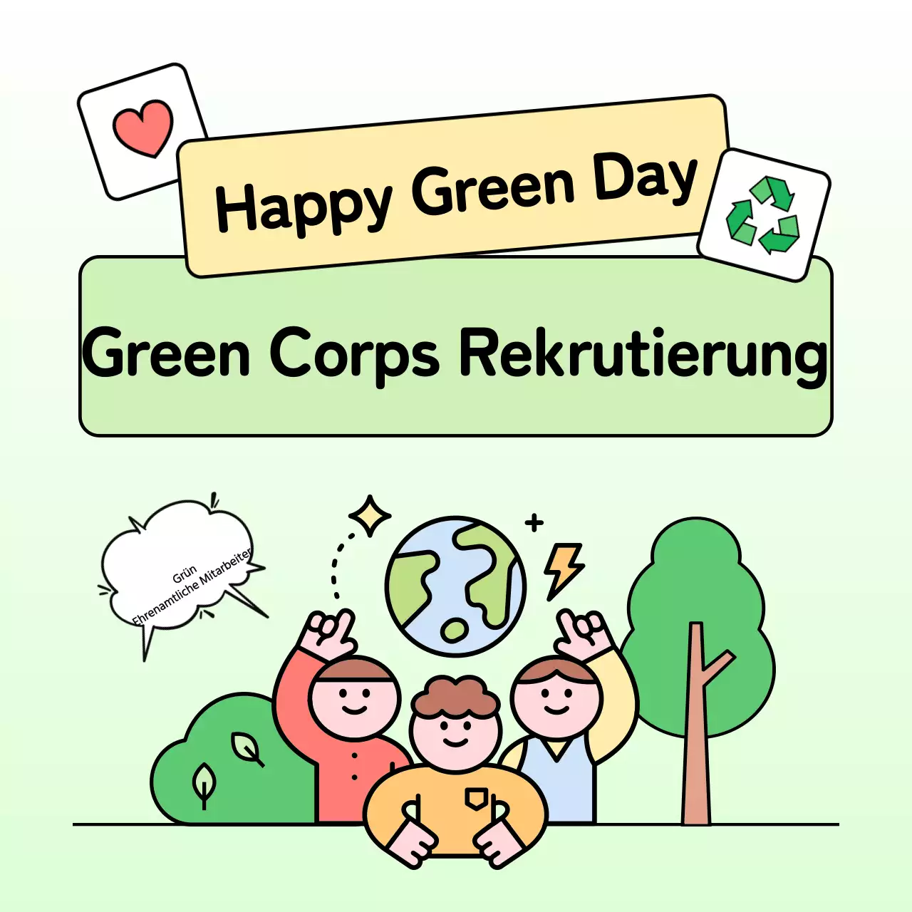 Förderung der Farben Grün und Chartreuse der Umweltkorps des öffentlichen Sektors