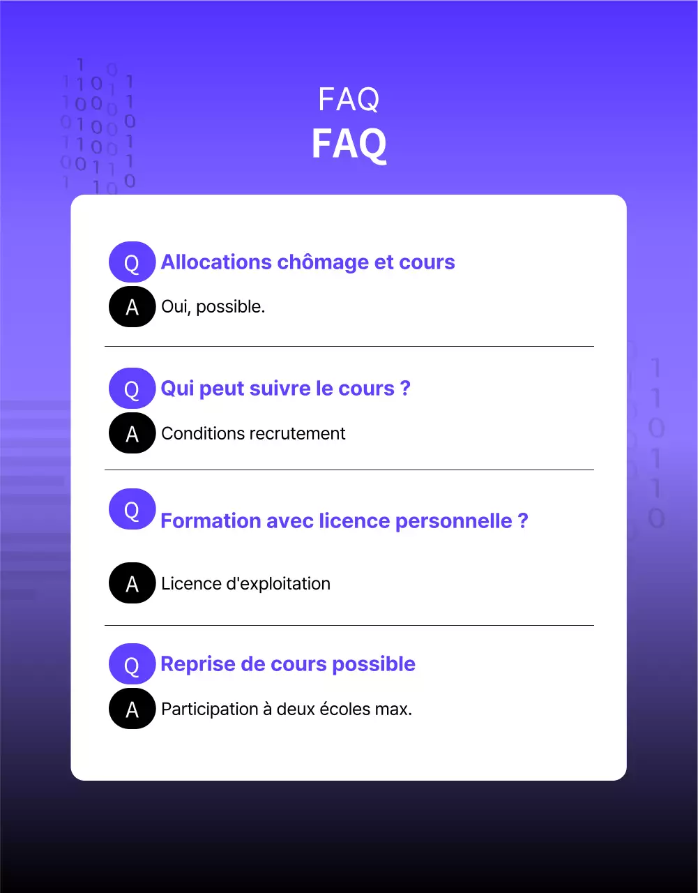 Un simple avis de recrutement de diplômés en violet et noir