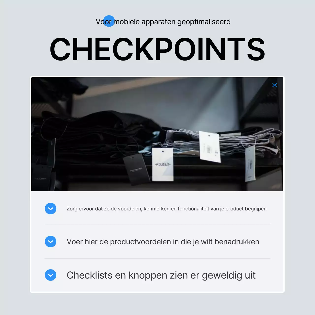 Promoot trendy modecontrolepunten in blauw en wit