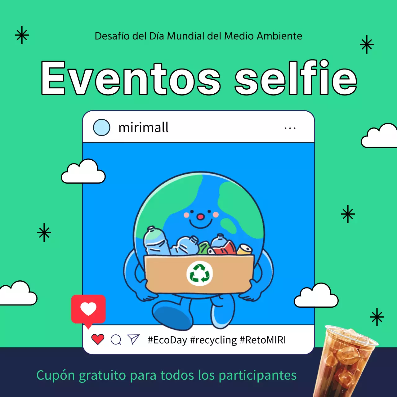 Promueva los actos naturales en verde y azul marino del Día de la Tierra