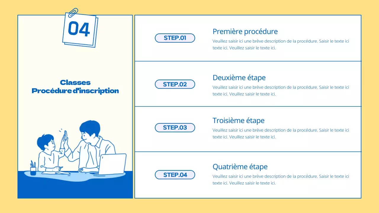 Un prospectus scolaire kitsch jaune et bleu