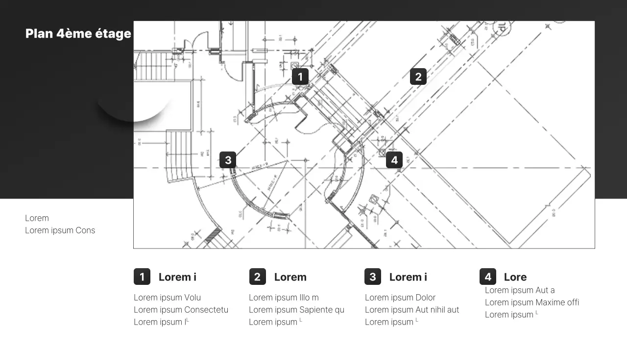 Rapport de dessin architectural simple à l'échelle en noir et blanc
