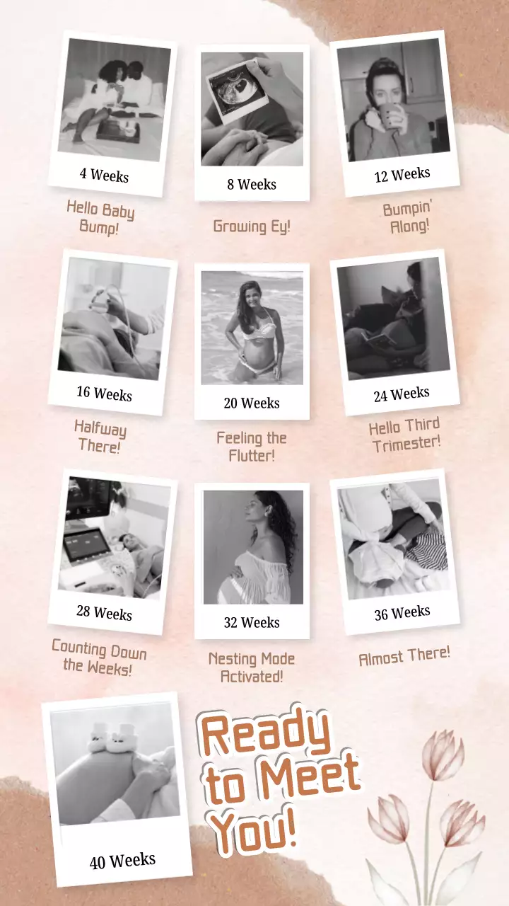 Beige Vintage Pregnancy Diary Instagram Post