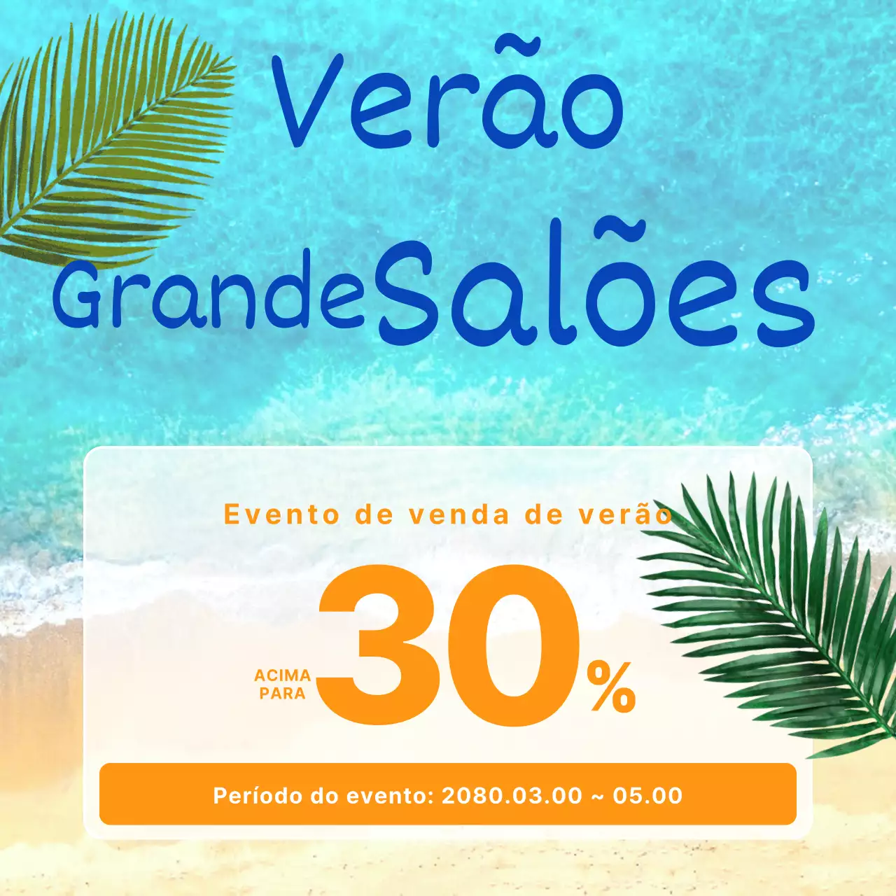 Um simples anúncio de saldos de verão em azul
