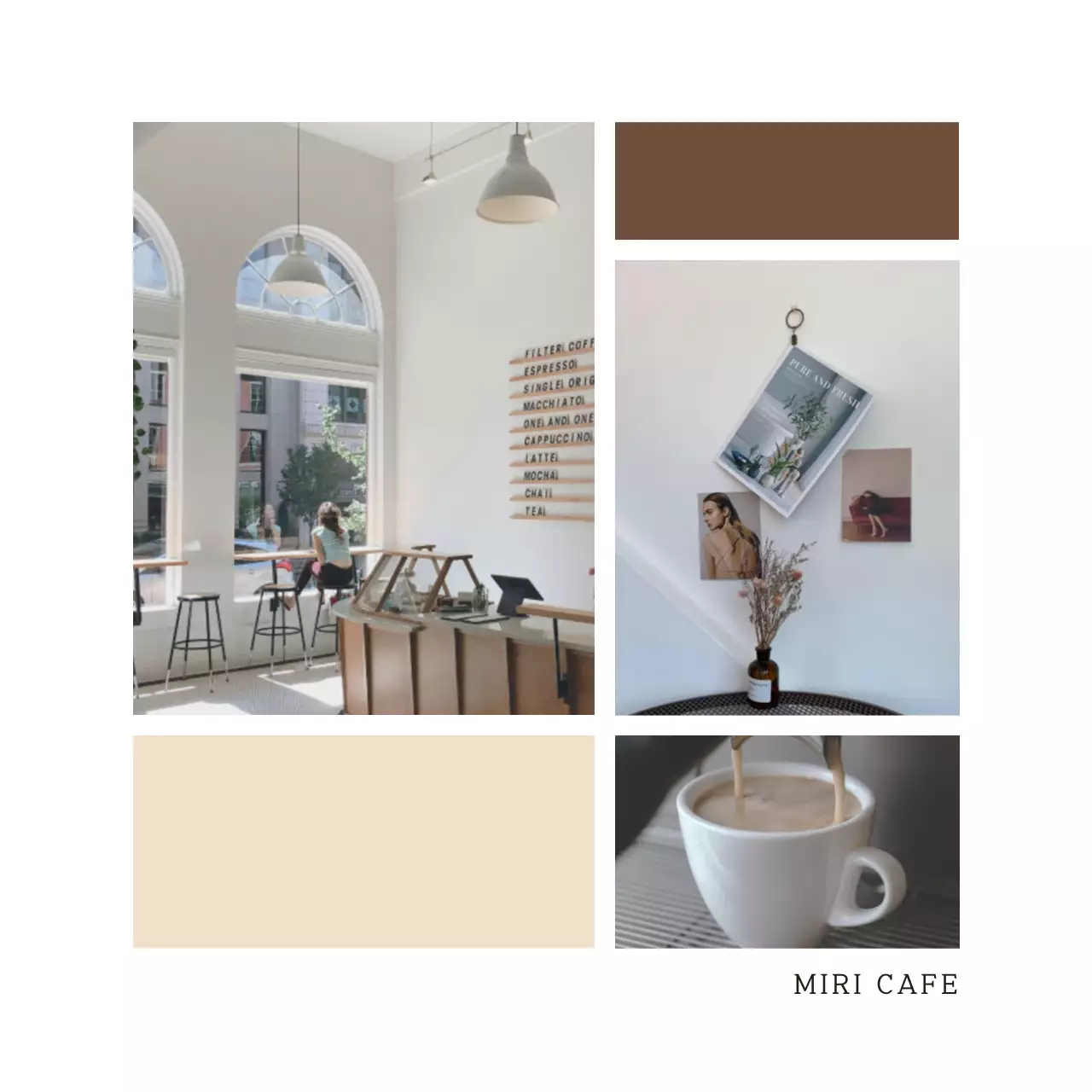 Sobremesa de café minimalista em bege e preto