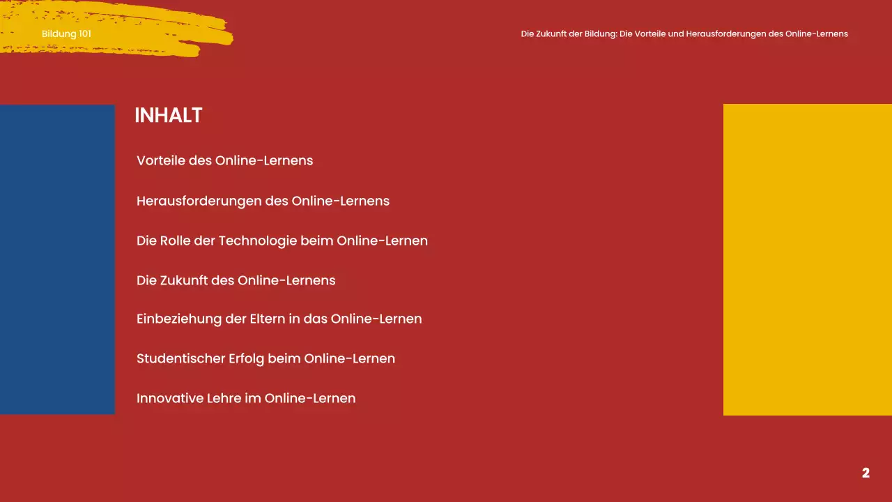 Blau und Rot Einfaches Online-Lernmaterial