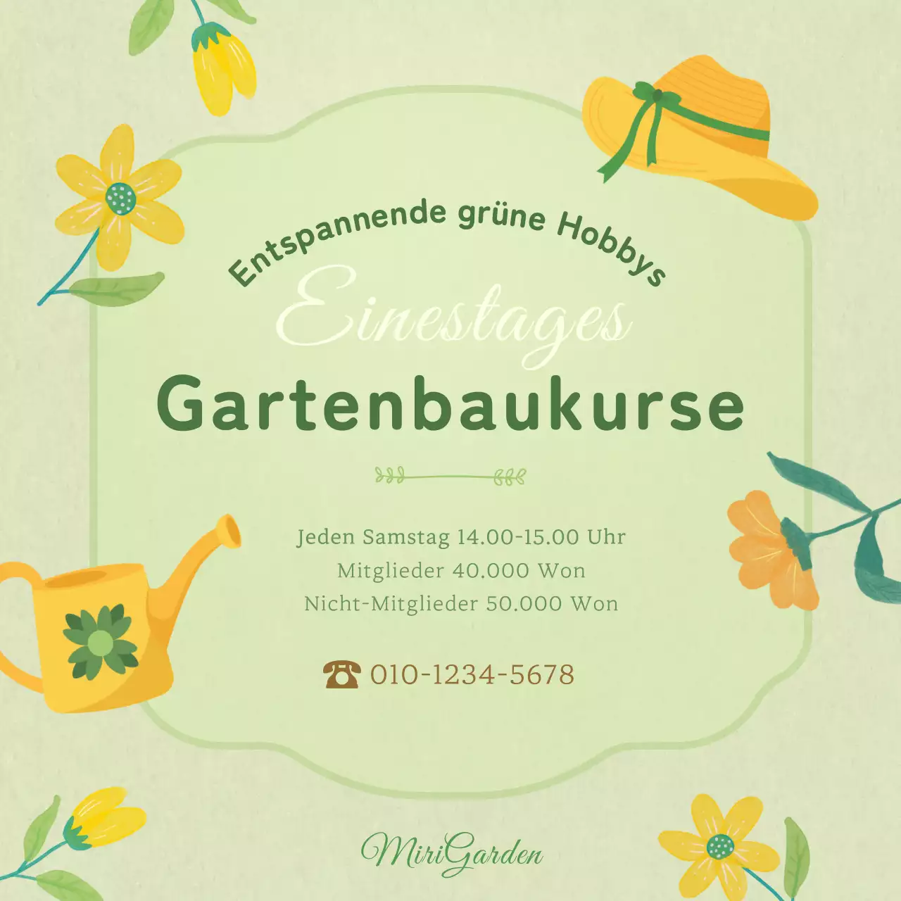 Werben Sie für Ihre grünen und gelben Gartenkurse