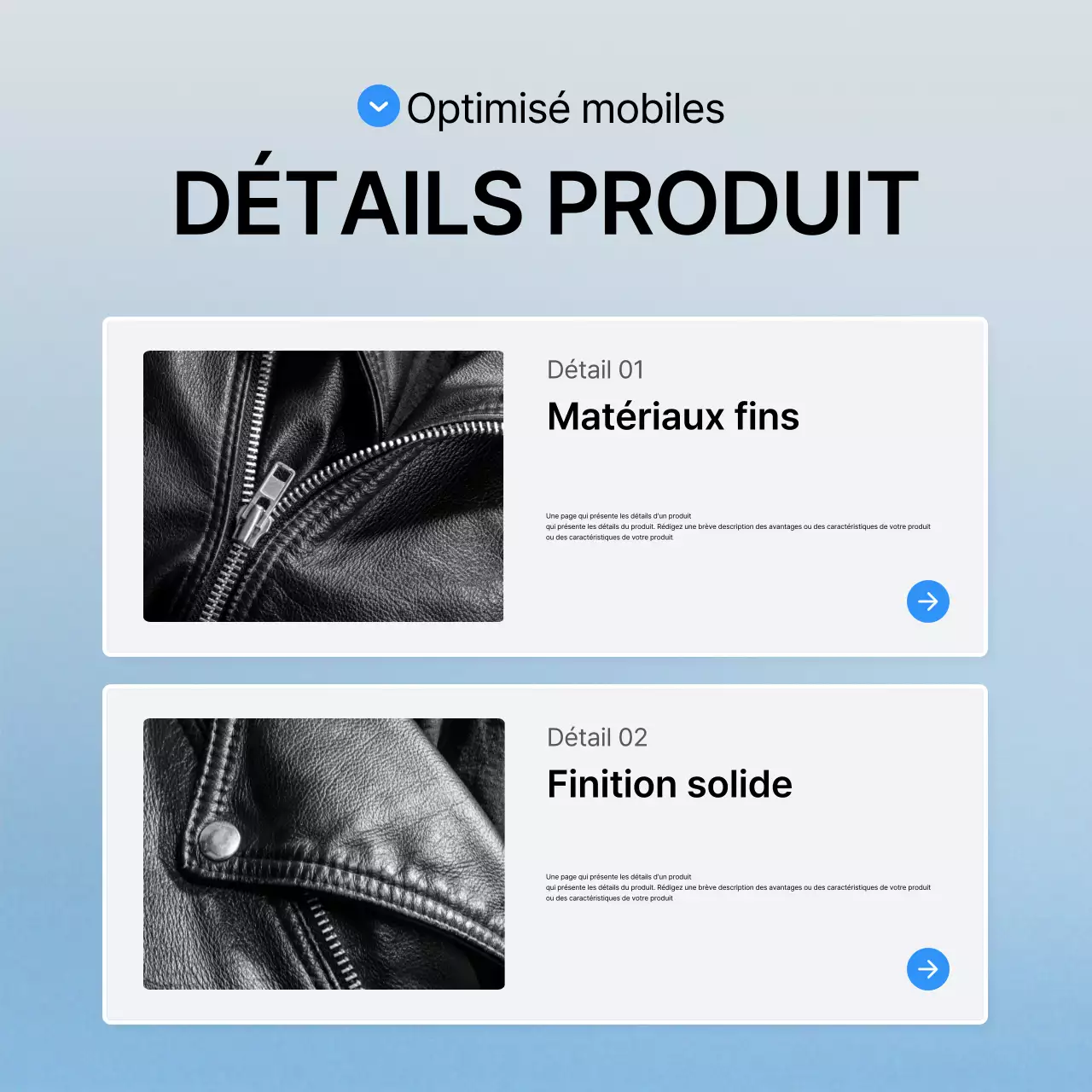 Décrire et promouvoir la mode en bleu et blanc