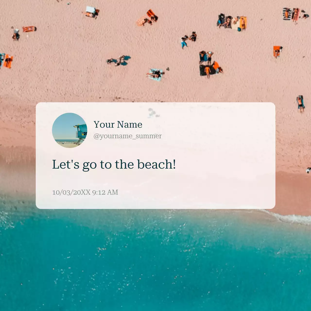 Coral Modern Beach Announcement Social Media Post