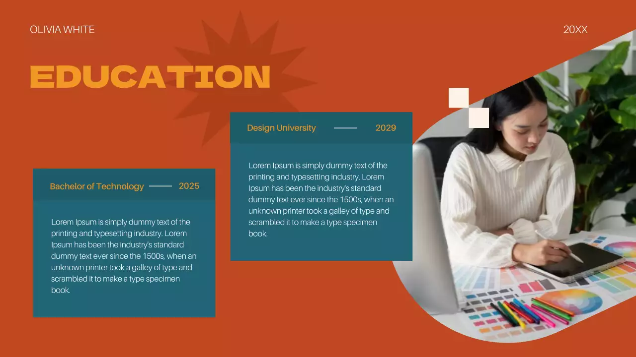 오렌지 모던 포트폴리오 문서 프레젠테이션