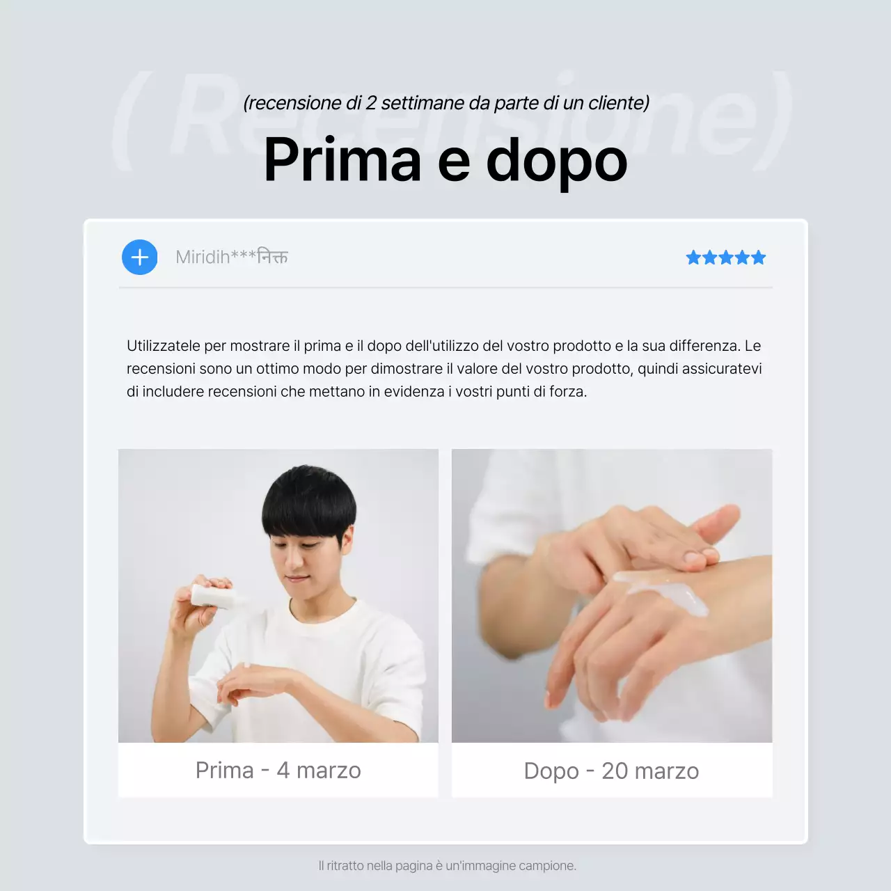 Promuovere recensioni di moda di tendenza in blu e grigio