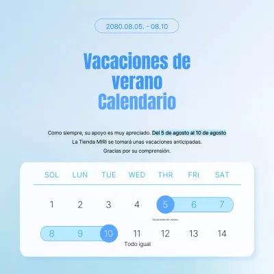 Un sencillo popup de vacaciones de verano en celeste y azul