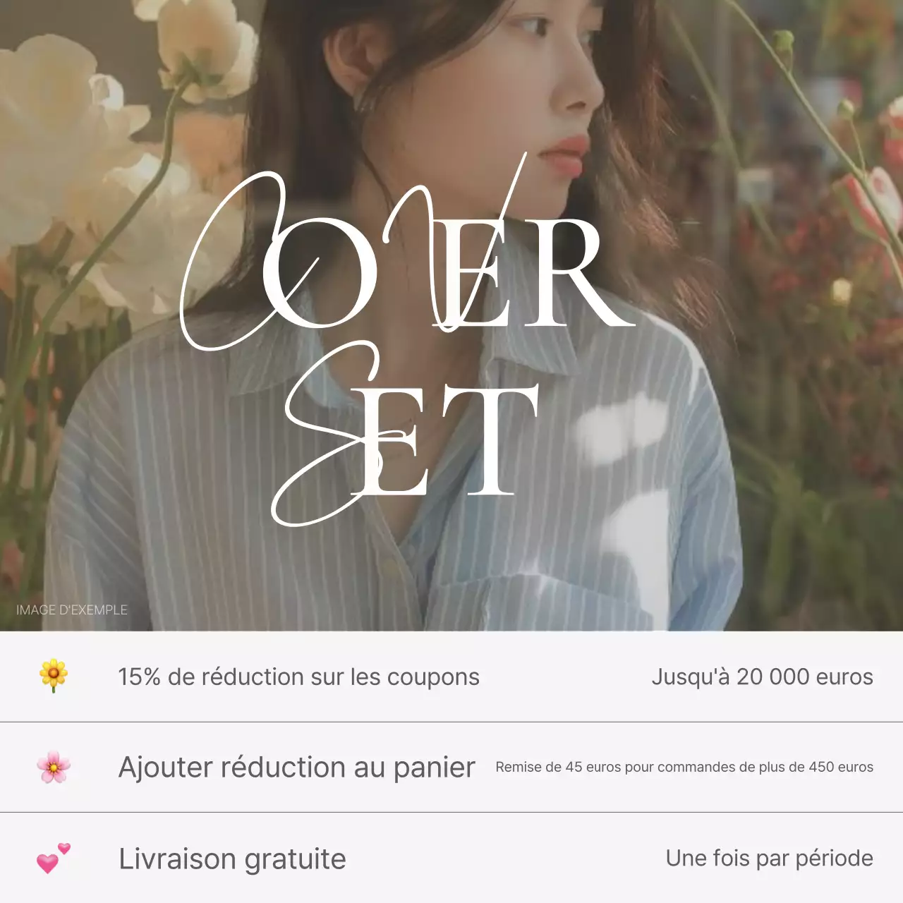 Une simple carte de couverture en emoji blanc et gris pour un centre commercial de modeNews mainTitle