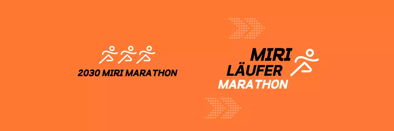 Werbung für den Marathon in Orange und Schwarz