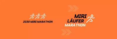Werbung für den Marathon in Orange und Schwarz