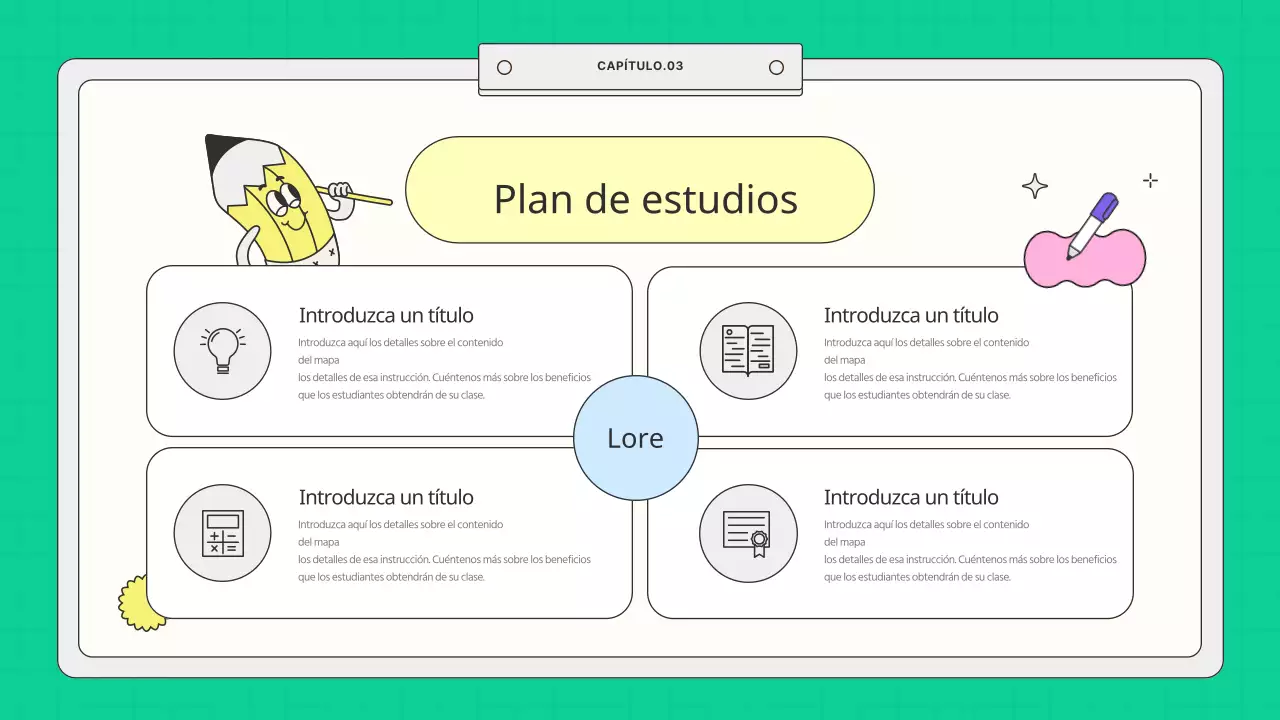 Folleto escolar amarillo y menta de estilo kitsch