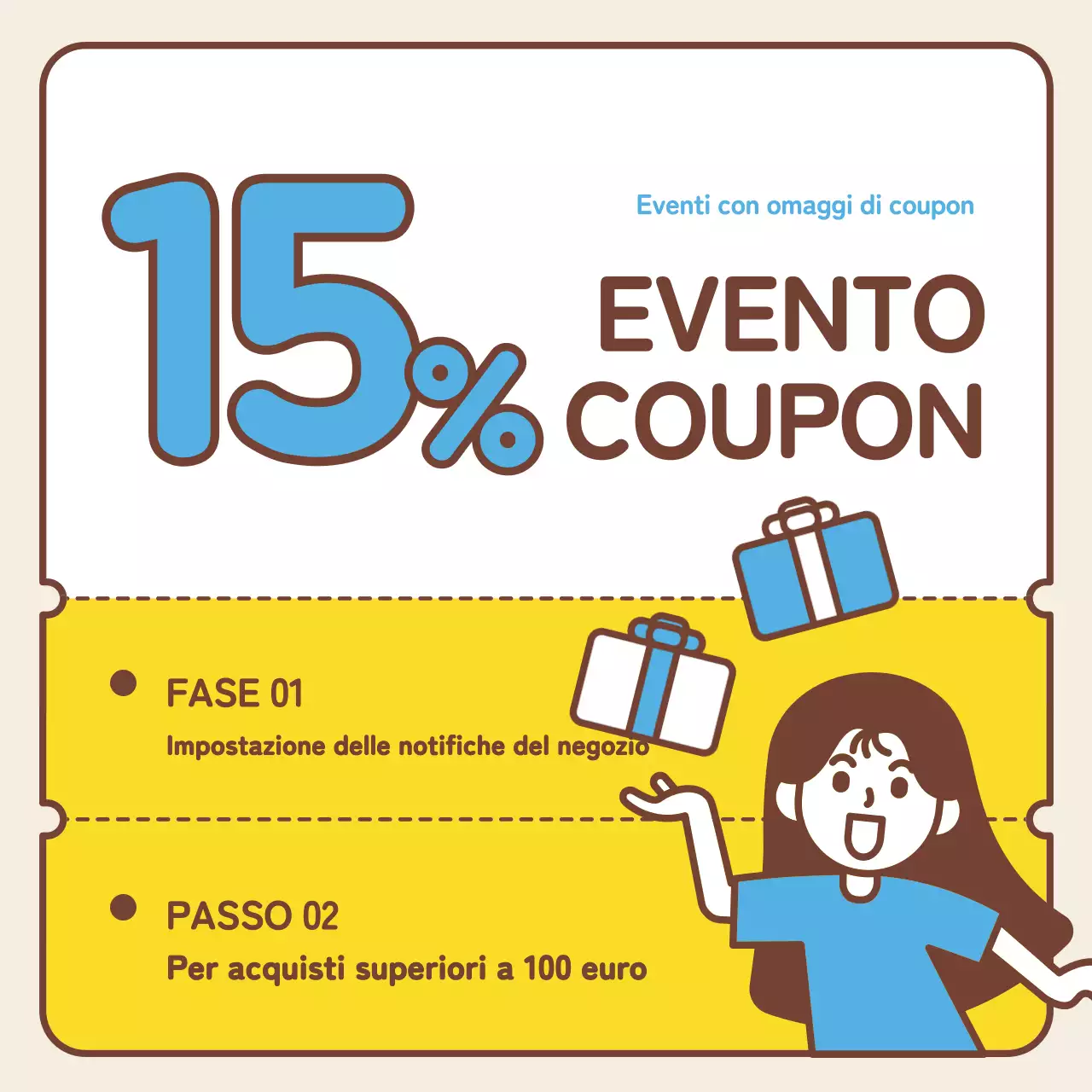 Semplice promozione sui social media per la ricerca di lavoro all'estero in giallo e azzurro