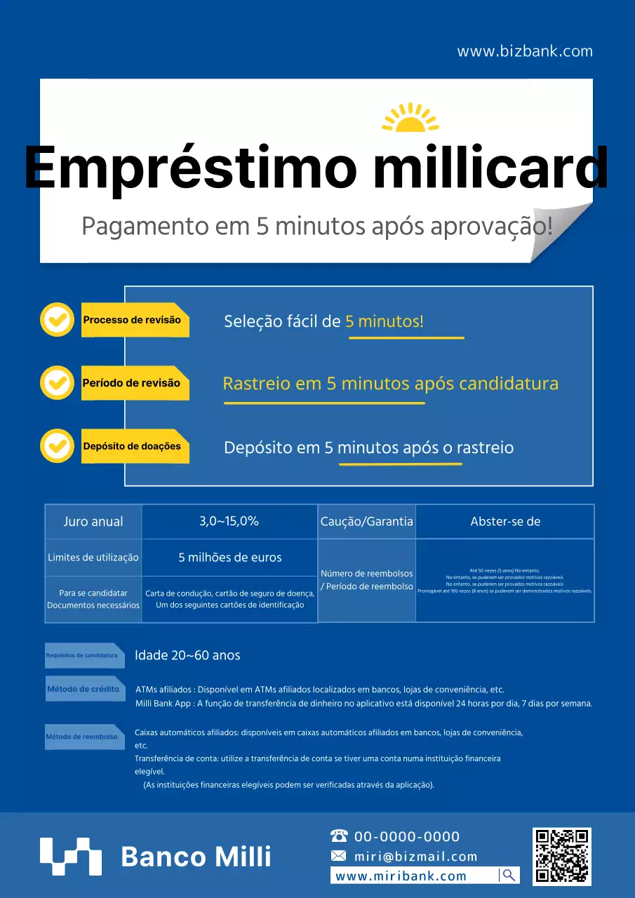 Promover um empréstimo com cartão bancário azul e amarelo