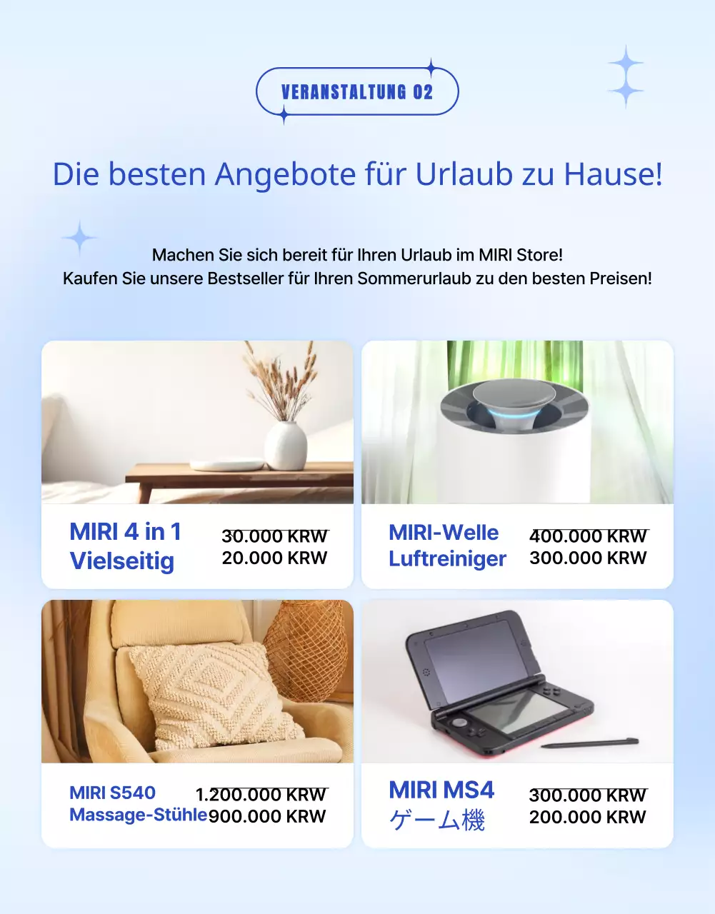 Werben Sie für eine sommerliche Warenpräsentation mit den Trendfarben Blau und Hellblau