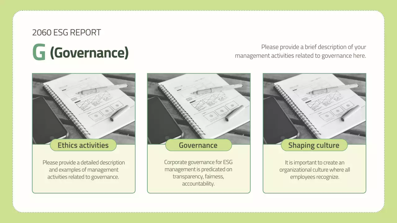 Green Minimal Esg 보고서 문서 프레젠테이션