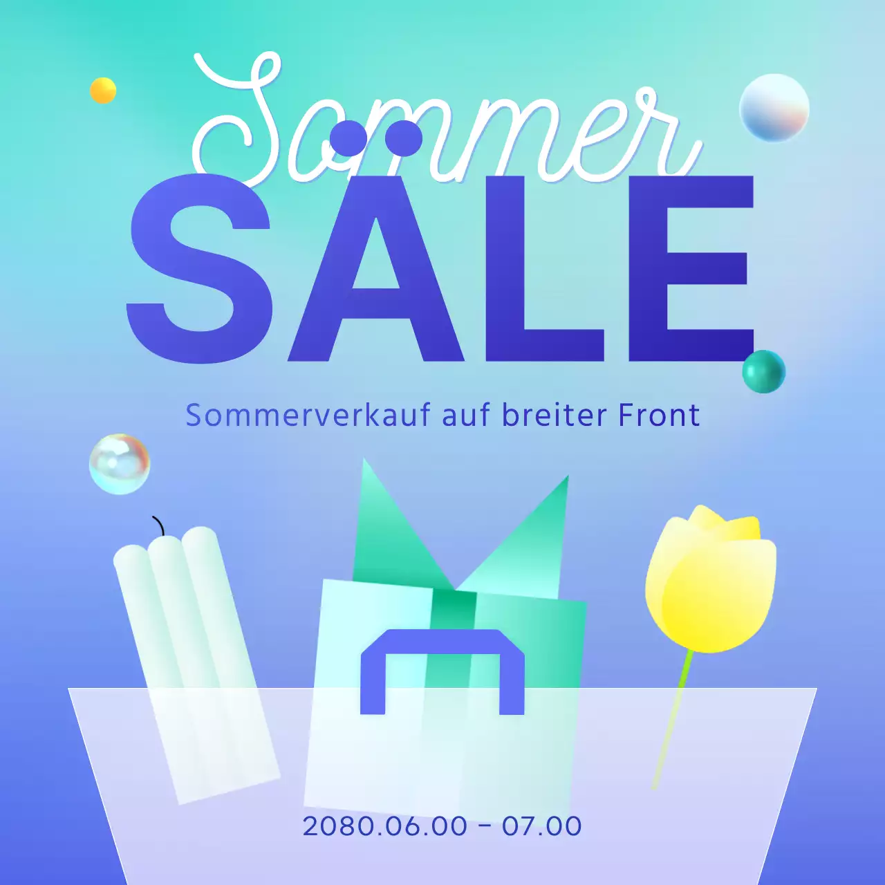 Werben Sie für Sommerveranstaltungen mit lila und blauen Farbtupfern