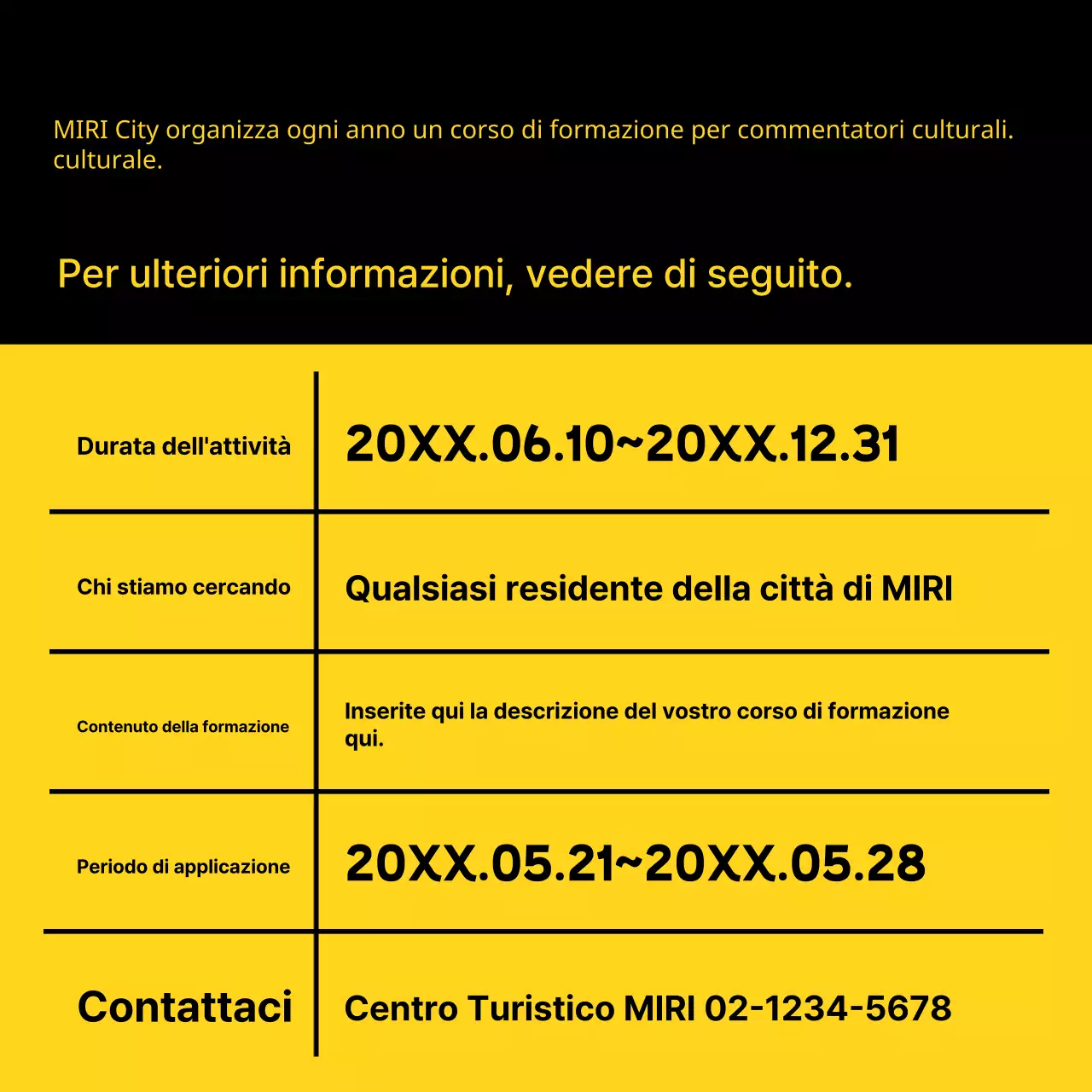 Campo di reclutamento per commentatore culturale minimalista giallo e nero