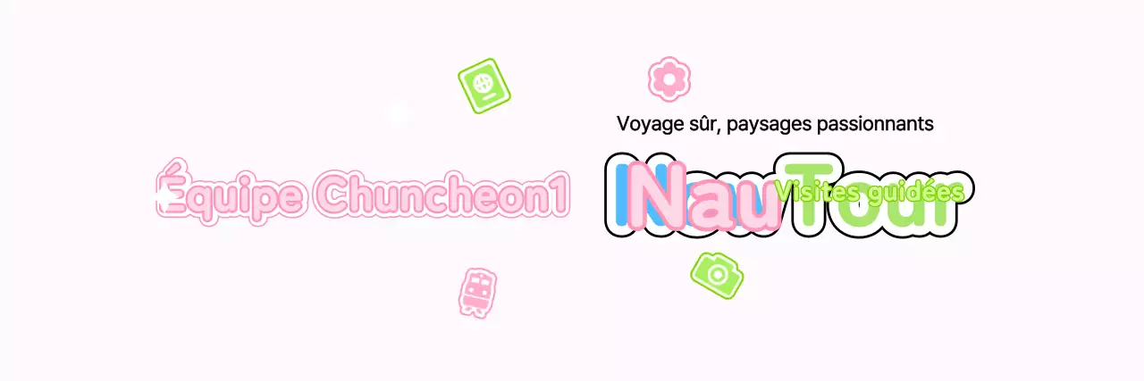 Créez un guide touristique mignon avec des nuages et différentes icônes.