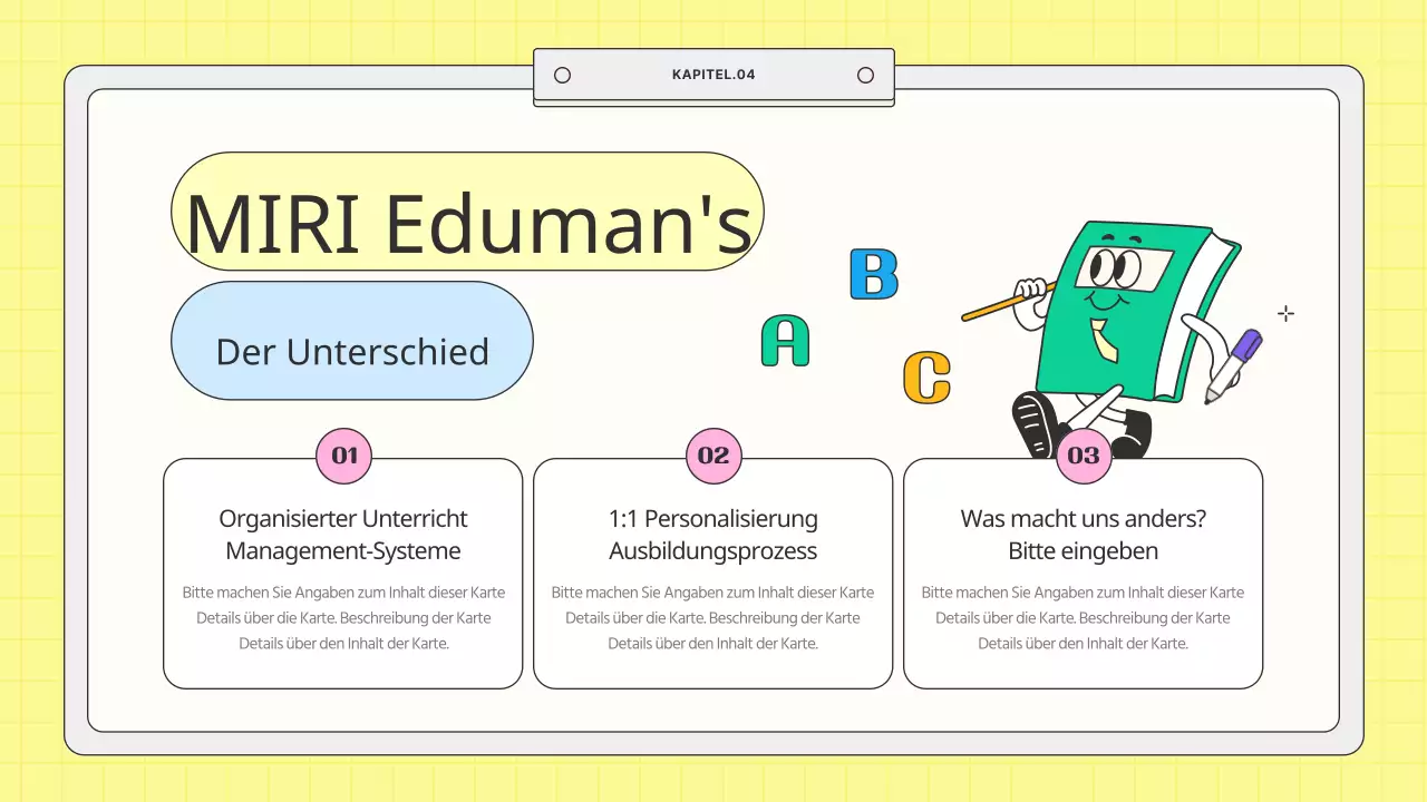 Kitschiger mint-gelber Schulprospekt