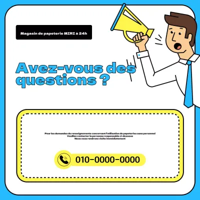 Une papeterie simple en bleu clair et jaune, avec un avis de recherche.