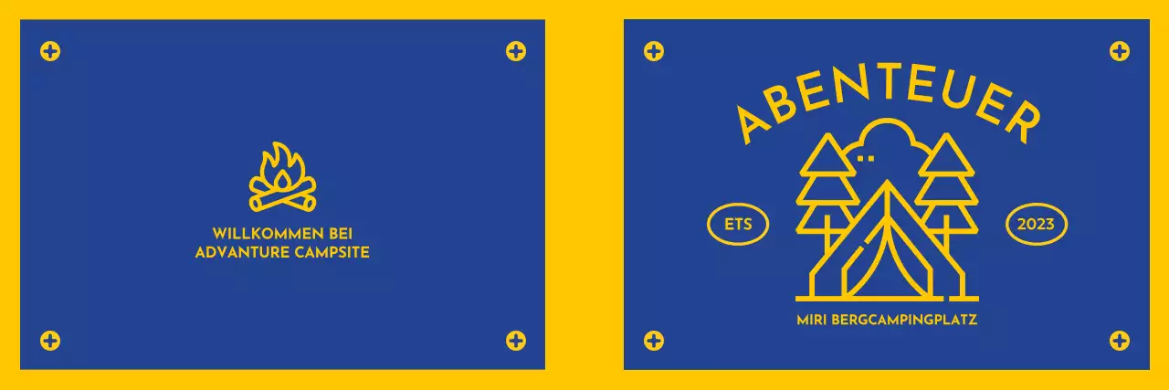 Gestaltung eines Campingplatzes mit illustrierten Symbolen