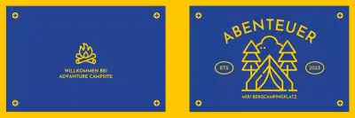 Gestaltung eines Campingplatzes mit illustrierten Symbolen