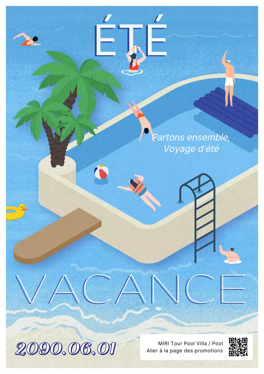 Mignonne couverture promotionnelle pour les vacances d'été en bleu clair