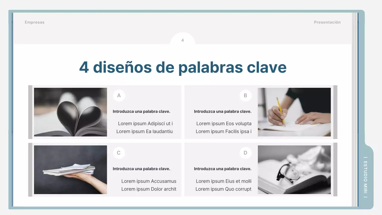 Un sencillo folleto de formación en azul claro y gris