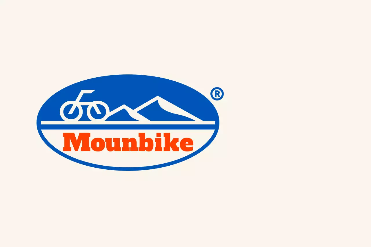 Clube de ciclismo de montanha com um tipo de logótipo simples com montanhas e bicicletas