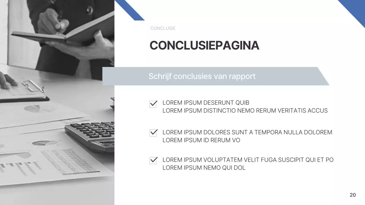 Een eenvoudig bedrijfsrapport in blauw en lichtblauw